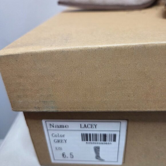 Oasis Society Gray Faux Suede Lacey Knee High Boots, Women's Size 6.5 - Picture 3 of 4